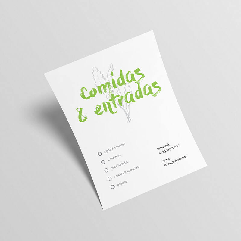 Arúgula Juice Bar // Hoja de Orden