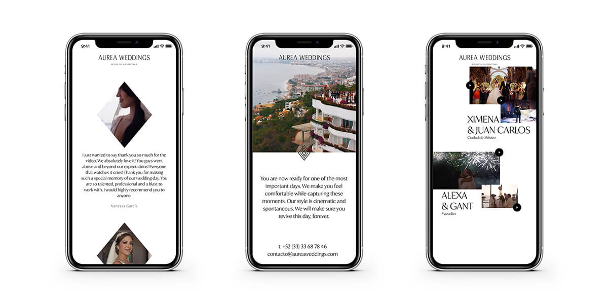 Aurea Weddings // Portafolio en sitio web