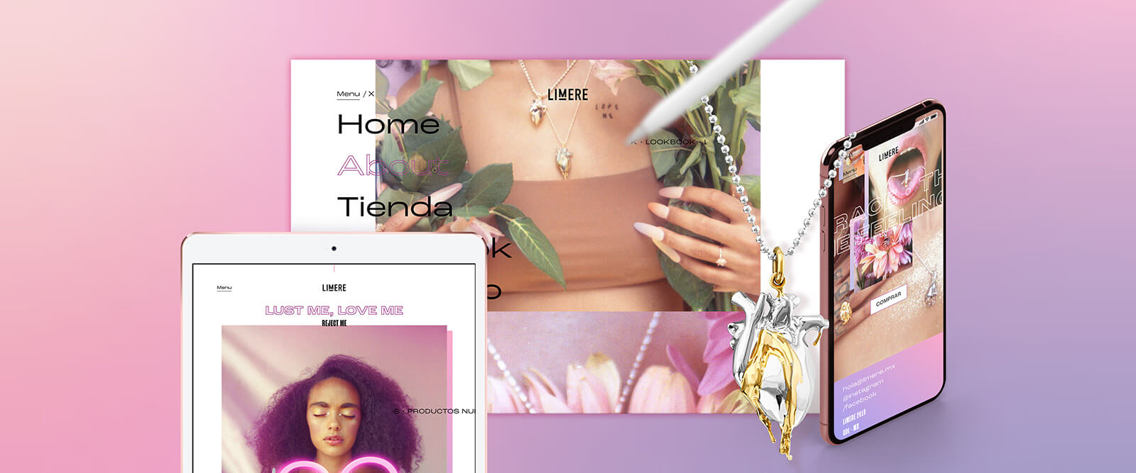 Limere — Joyería // Website Elements Design in Different Platforms