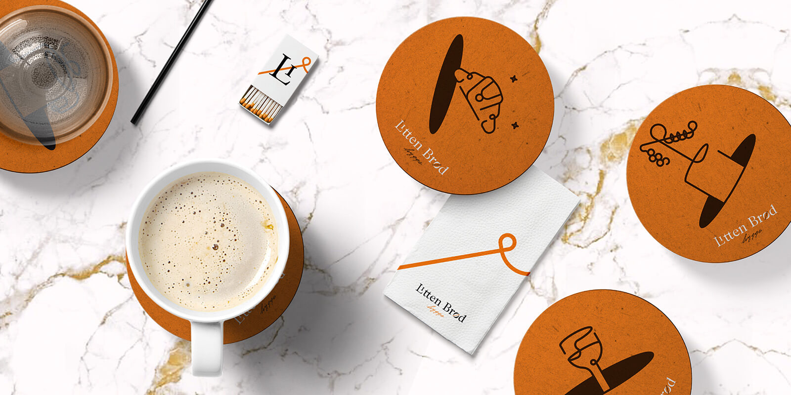 Litten Brød — Danish Bakery // Coaster, Matches and other brand peripherials