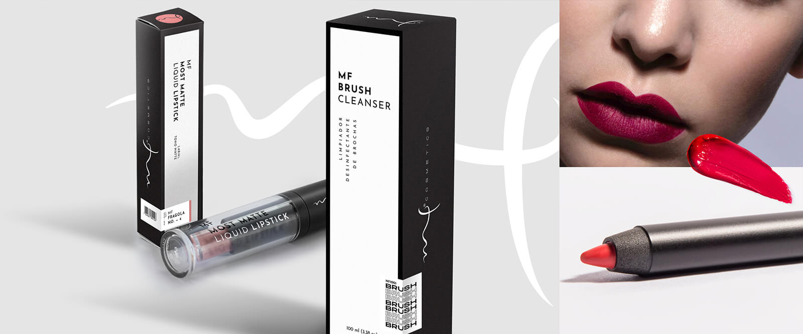 MF Cosmetics // Empaque  de Labial Líquido y Cepillo Limpiador