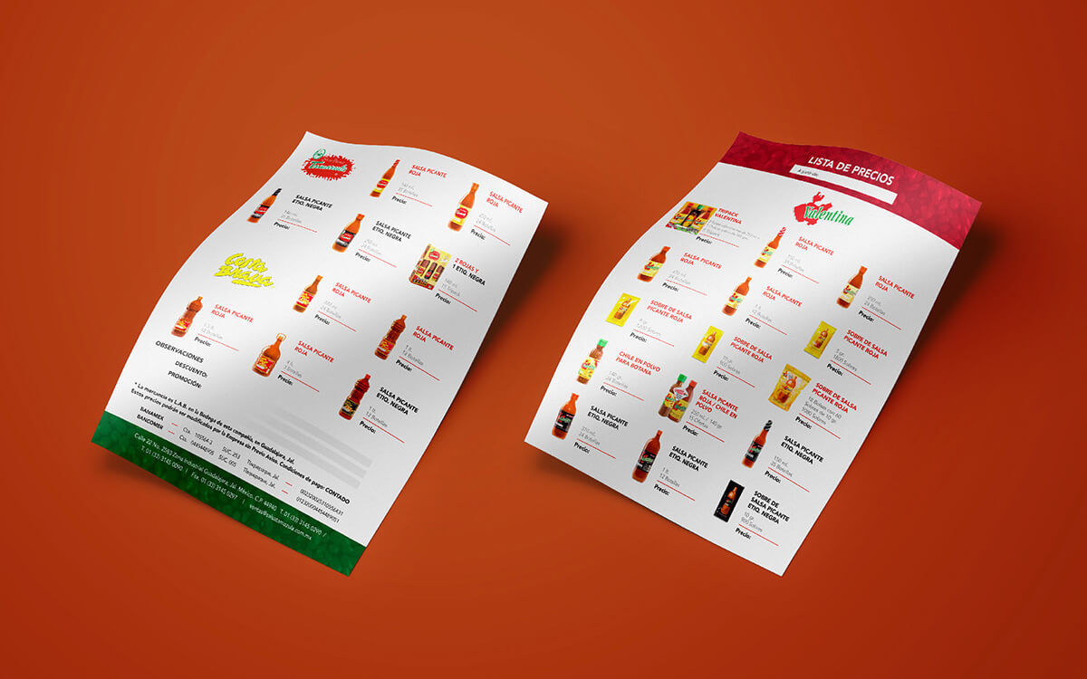 Valentina // Price List Sheet